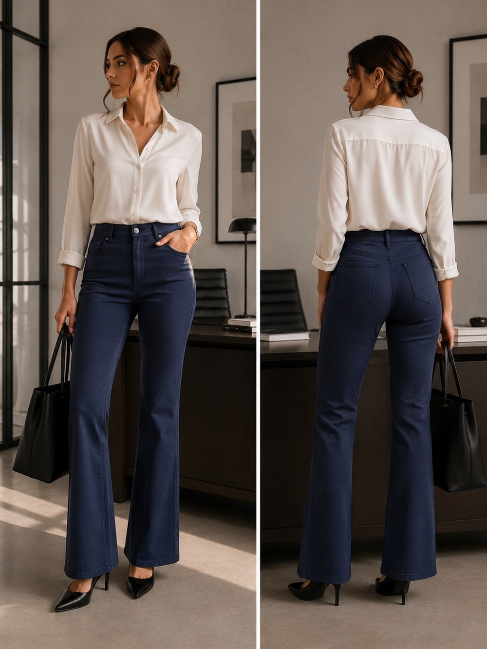 NWT NYDJ Sculpt-her Stretch Straight Marilyn Pants Navy Blue size 6 Office Chic
